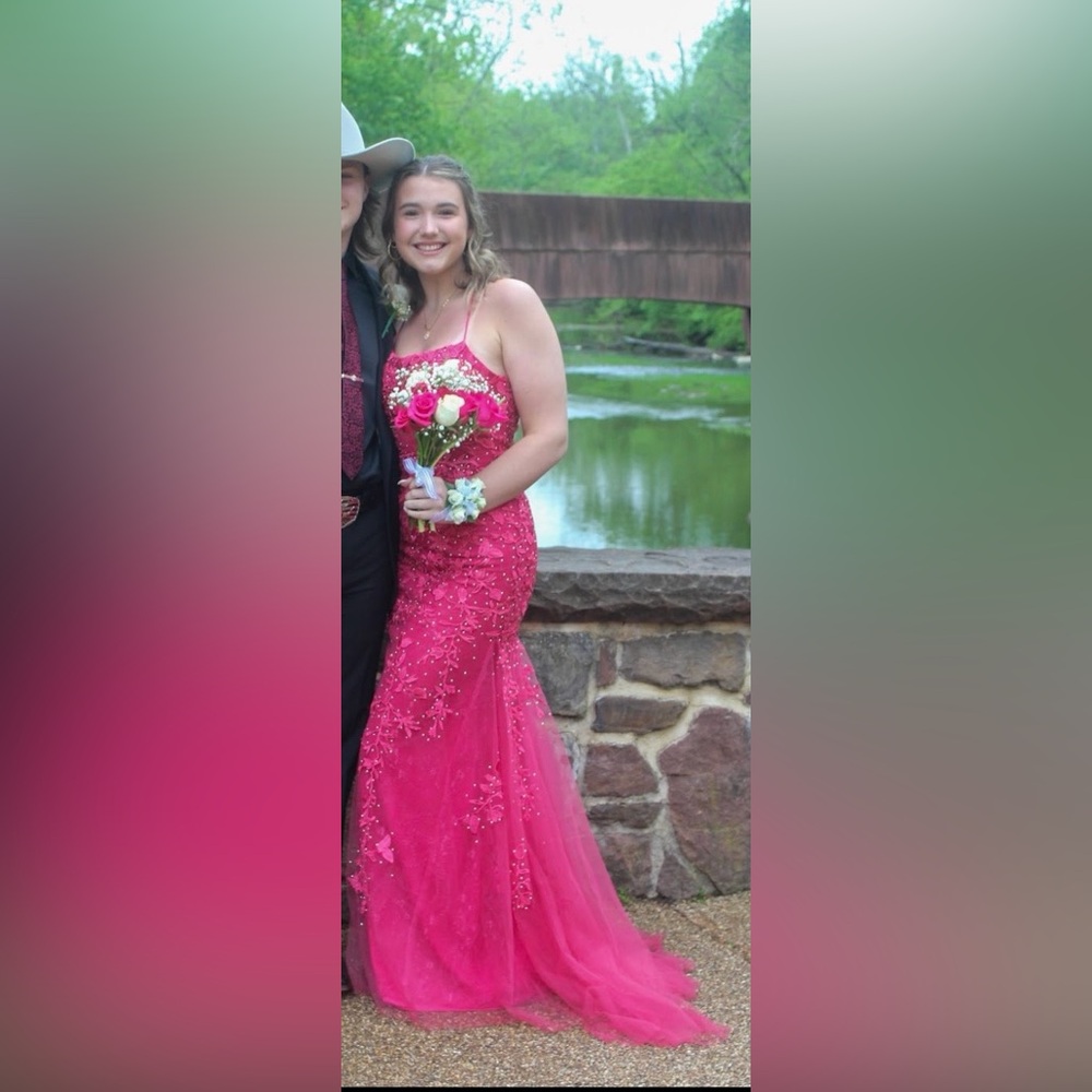 Pink Beaded Gown with Floral Details